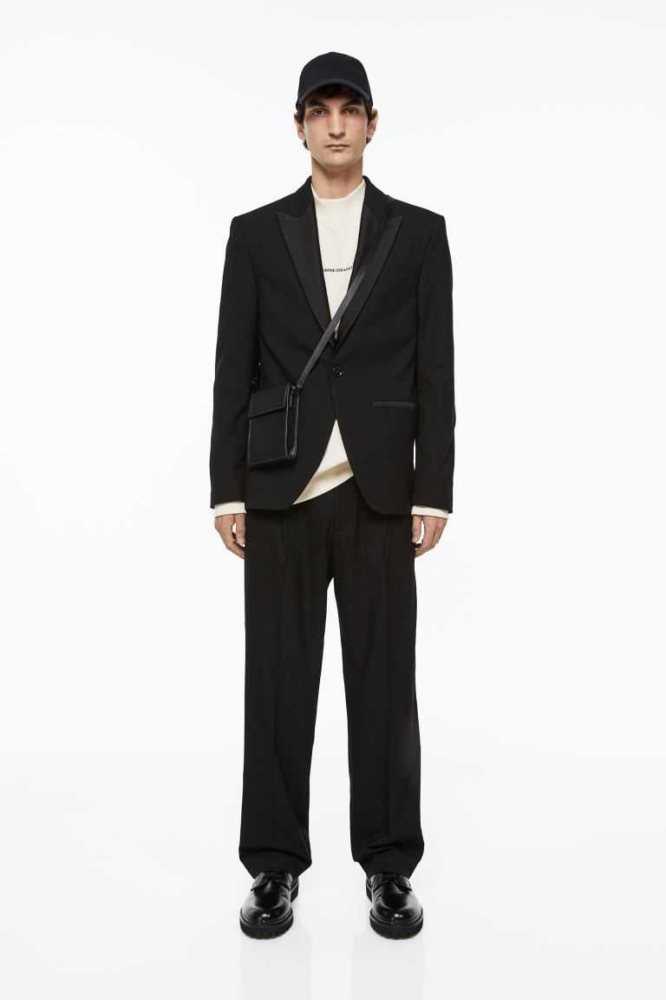 Blazers H&M Relaxed Fit Tuxedo Pants Hombre Negros | 023948UIJ