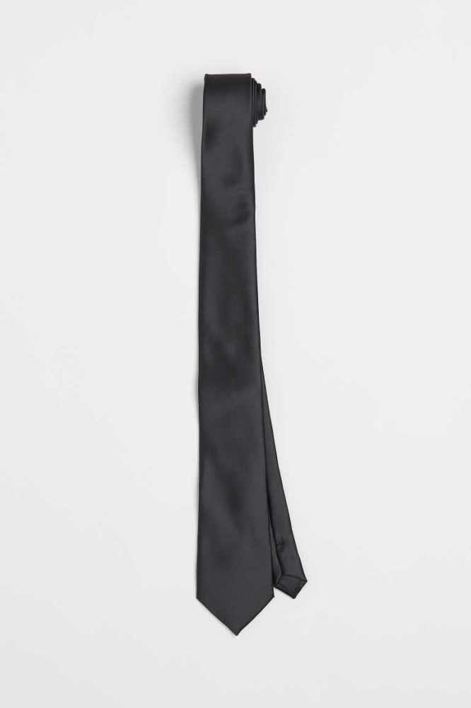 Blazers H&M Satin Tie Hombre Negros | 462179RNP