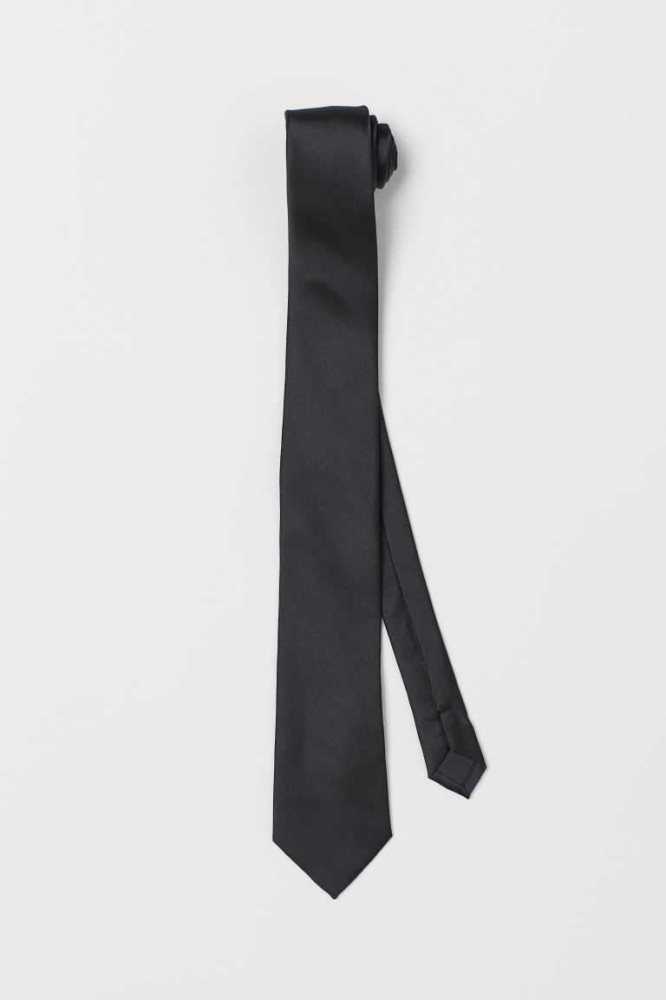 Blazers H&M Satin Tie Hombre Negros | 462179RNP