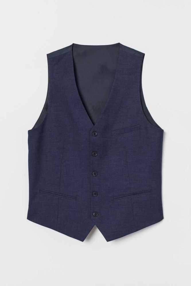 Blazers H&M Slim Fit Suit Vest Hombre Azules Oscuro | 158974EPH