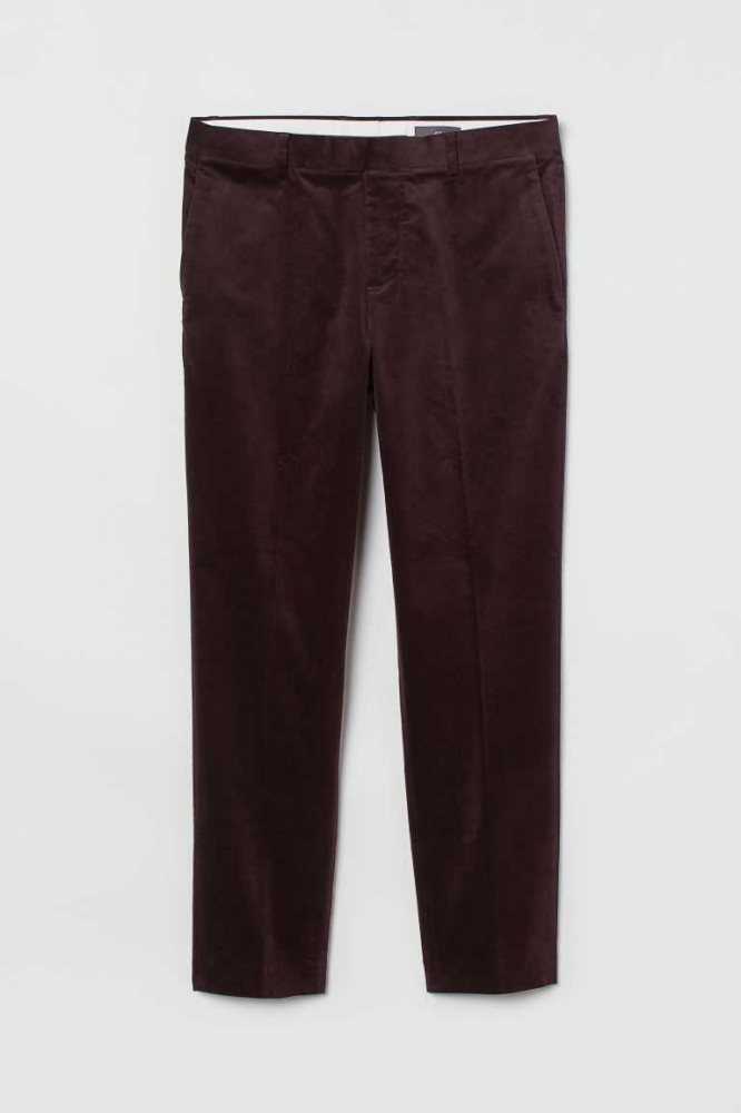 Blazers H&M Slim Fit Velvet Suit Pants Hombre Marrom Claro | 918507UVT