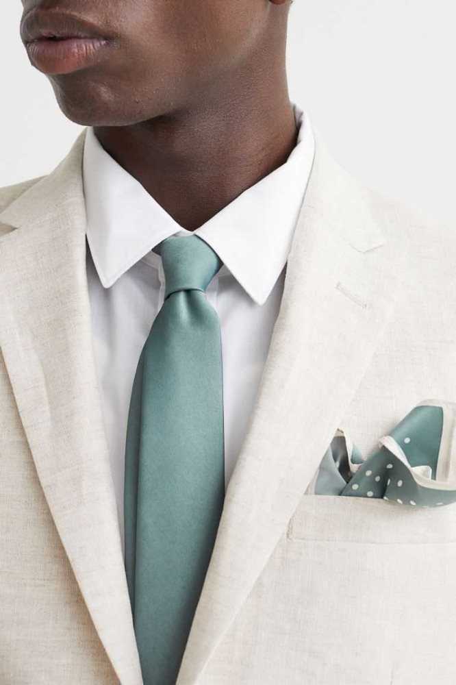 Blazers H&M Tie and Handkerchief Hombre Turquesa Blancos | 623917UPG