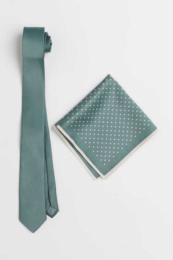 Blazers H&M Tie and Handkerchief Hombre Turquesa Blancos | 623917UPG