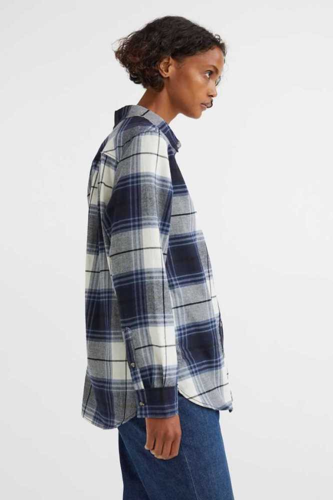 Blusas H&M Algodon Flannel Shirt Mujer Negros | 352941CHM