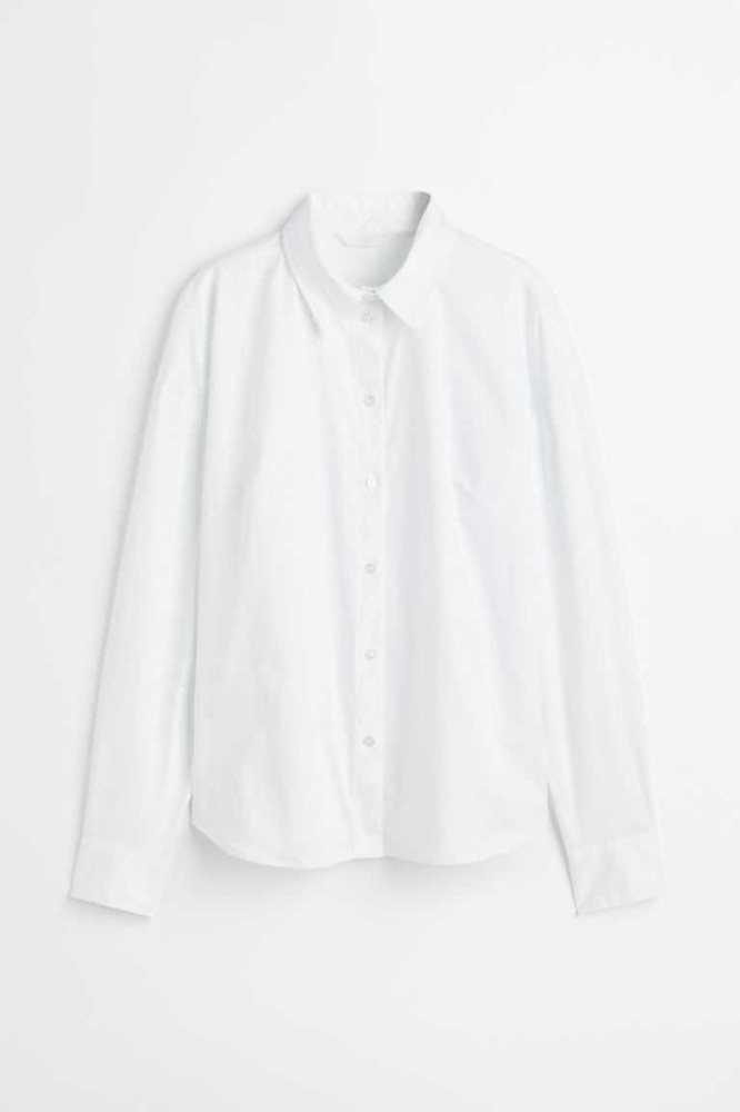 Blusas H&M Algodon Shirt Mujer Blancos | 947231RKH