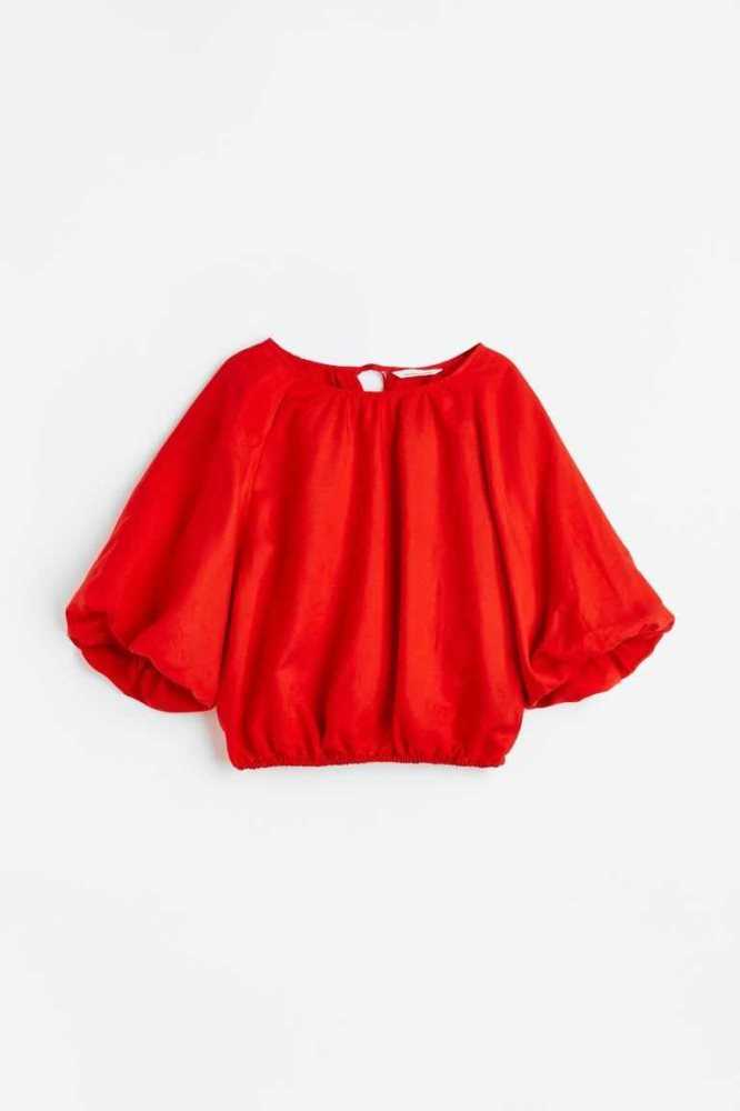 Blusas H&M Balloon-sleeved Mujer Rojos | 531926KTR