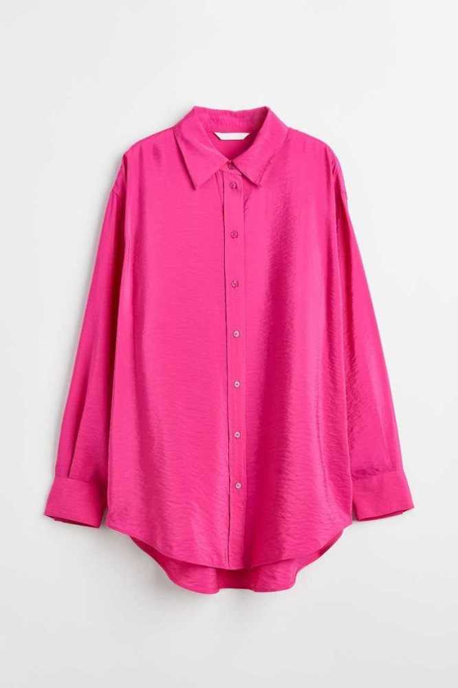 Blusas H&M Crinkled Shirt Mujer Naranjas | 013294OTZ