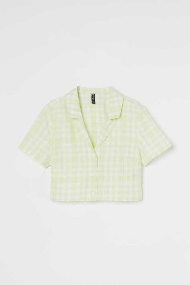 Blusas H&M Crop Shirt Mujer Morados | 897625ZJL