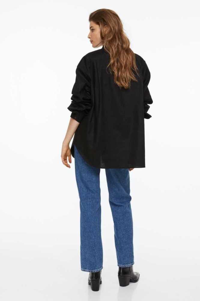 Blusas H&M Encaje-detail Shirt Mujer Negros | 463957CJR