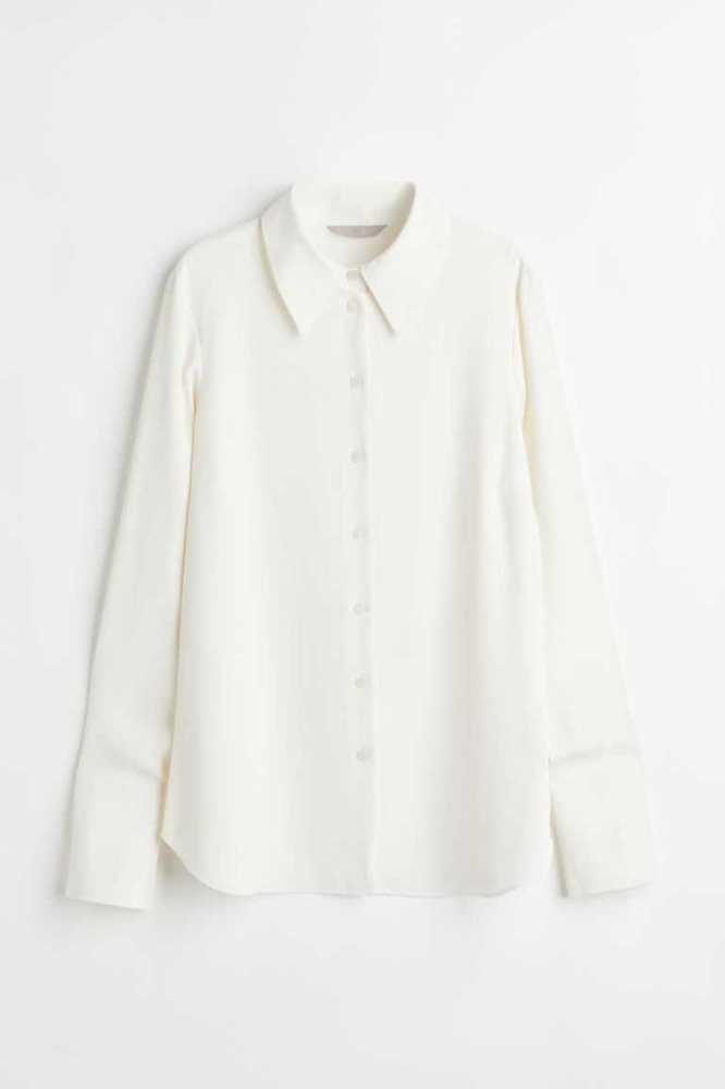 Blusas H&M Fitted Shirt Mujer Creme | 249308ORV