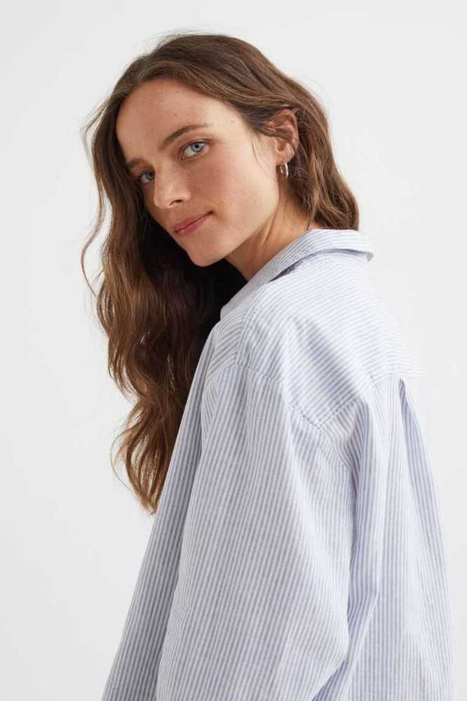 Blusas H&M Linen-blend Anorak Shirt Mujer Blancos | 067945YOE