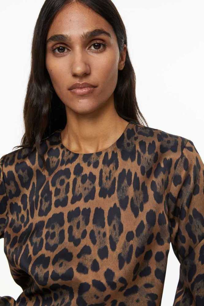 Blusas H&M Long-sleeved Mujer Marrom Leopardo | 714302CYW