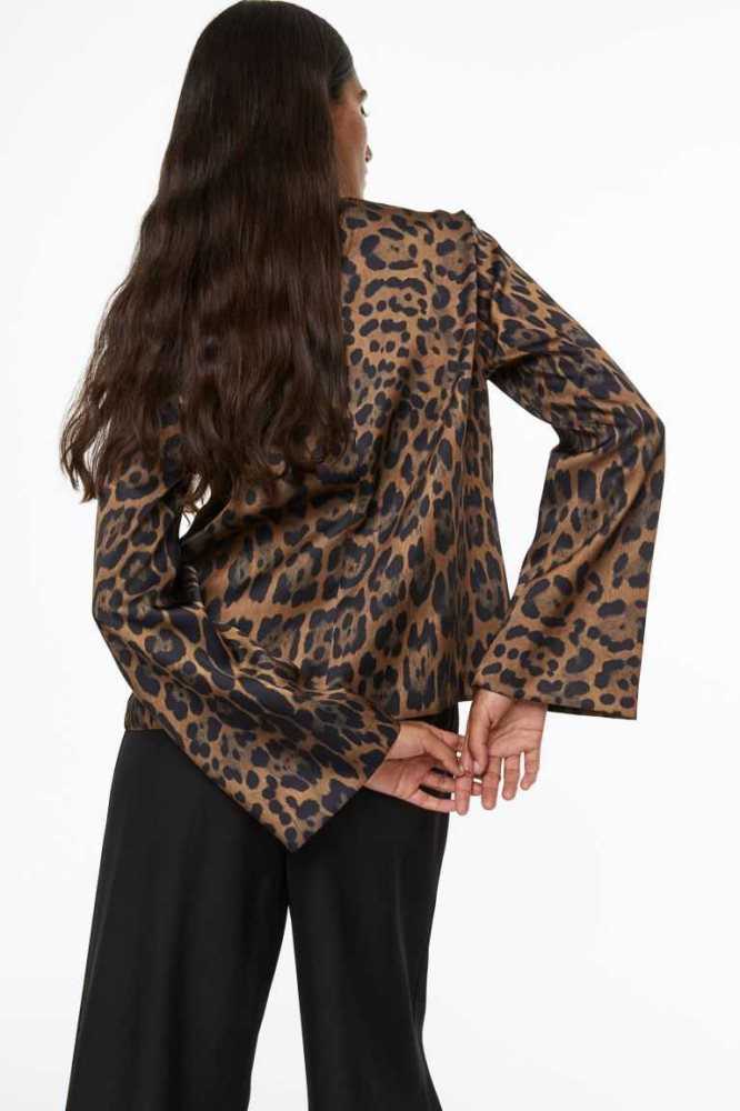 Blusas H&M Long-sleeved Mujer Marrom Leopardo | 714302CYW