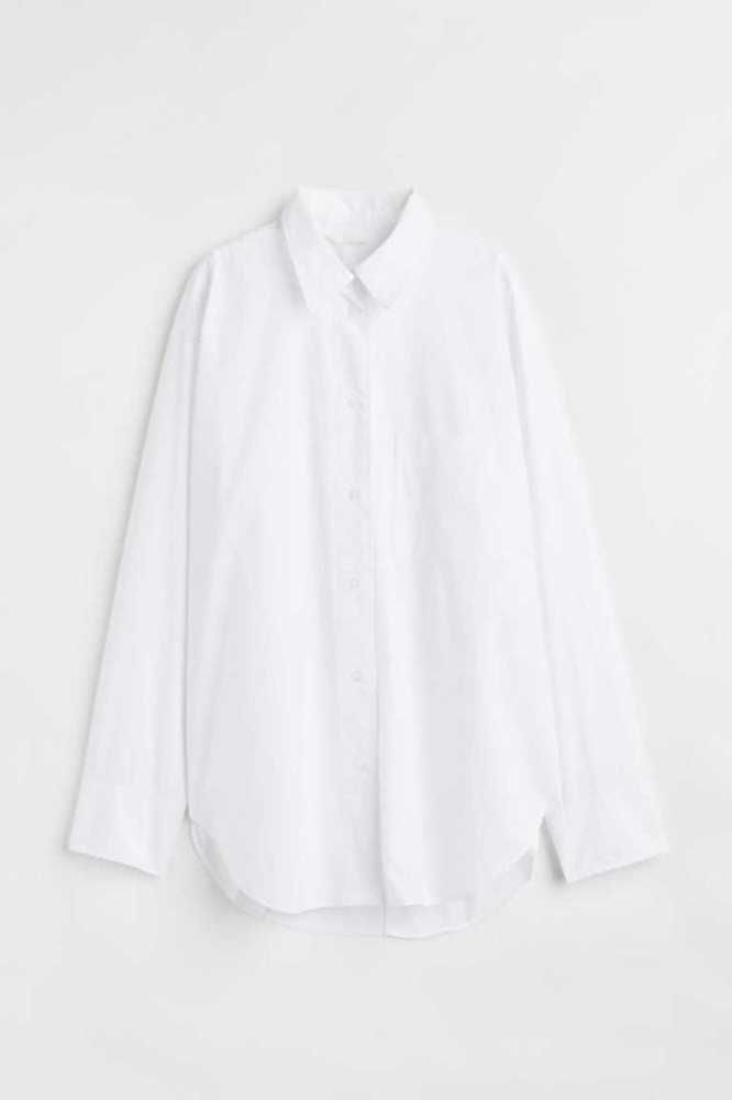 Blusas H&M Oversized Algodon Shirt Mujer Azules Blancos | 041263EPA