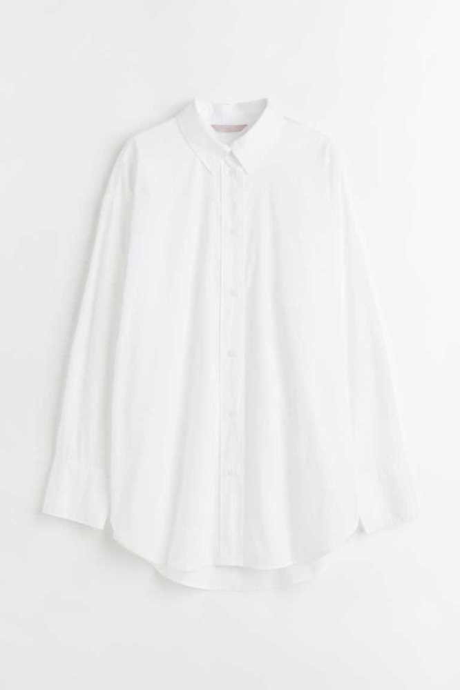 Blusas H&M Oversized Algodon Shirt Mujer Blancos | 683049SQY