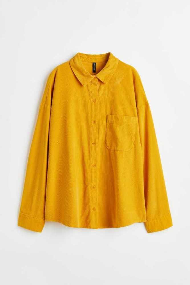 Blusas H&M Oversized Corduroy Shirt Mujer Fucsia | 281693ESA