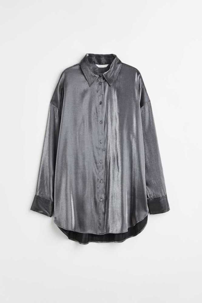 Blusas H&M Oversized Mujer Plateados | 430592LWN