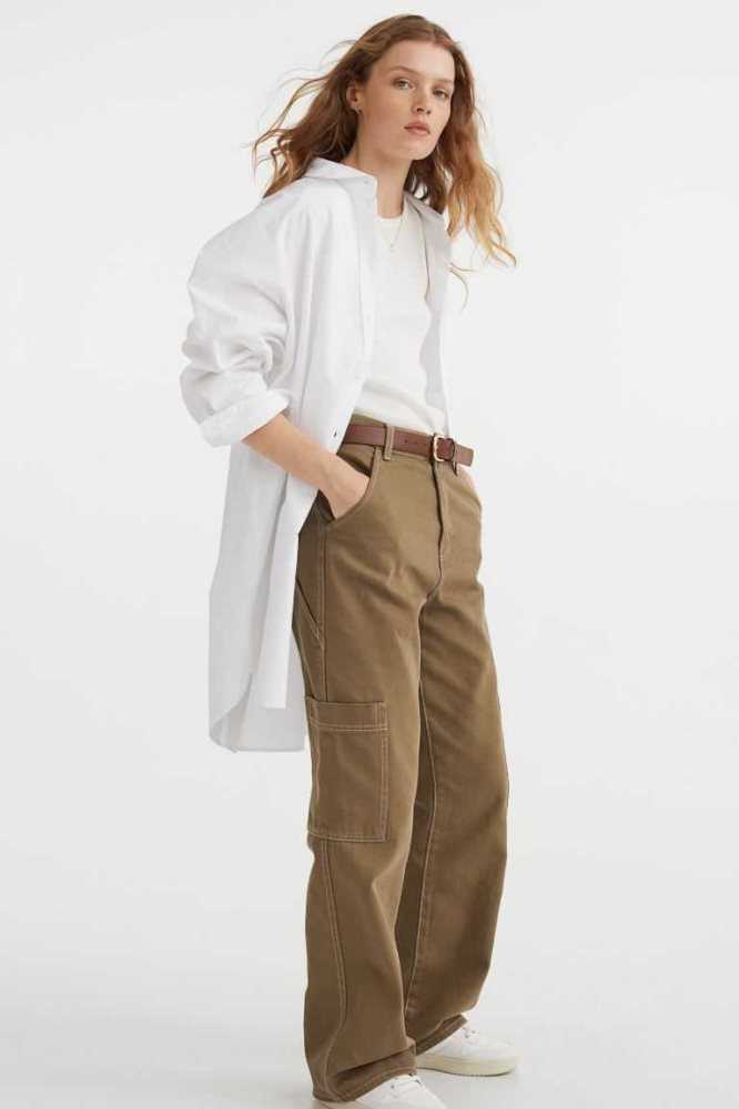 Blusas H&M Oversized Oxford Shirt Mujer Blancos | 253840EHP