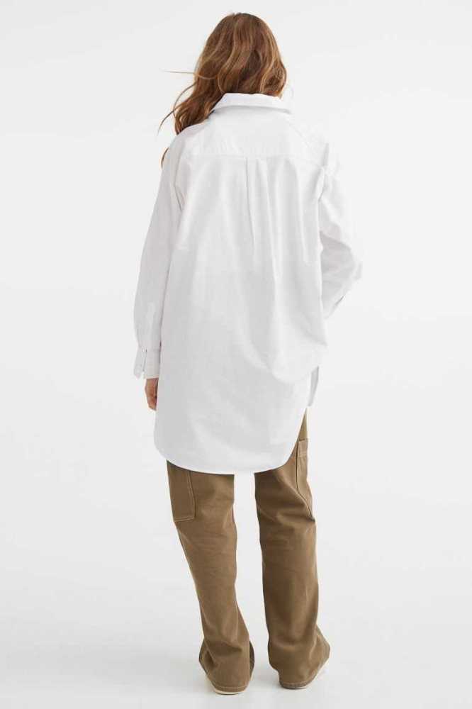 Blusas H&M Oversized Oxford Shirt Mujer Blancos | 253840EHP