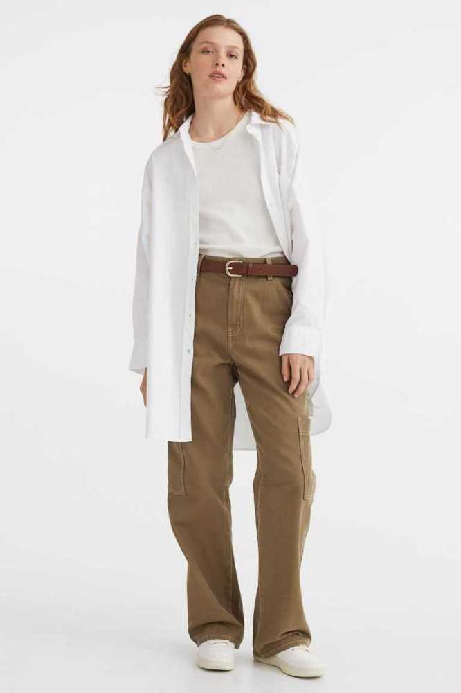 Blusas H&M Oversized Oxford Shirt Mujer Blancos | 253840EHP