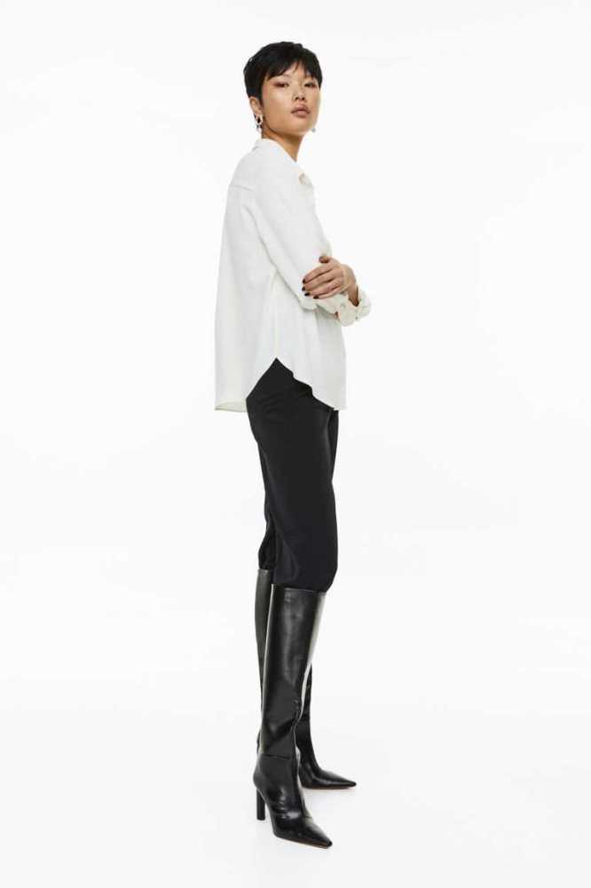 Blusas H&M Pointed-collar Shirt Mujer Blancos | 026981KLG