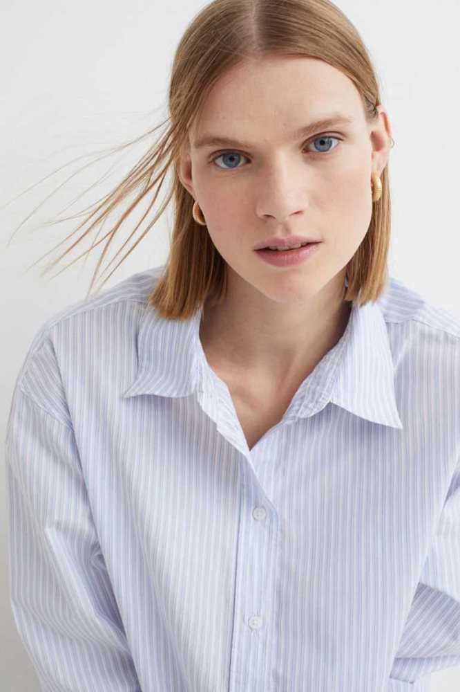 Blusas H&M Poplin Shirt Mujer Blancos | 658917LQU