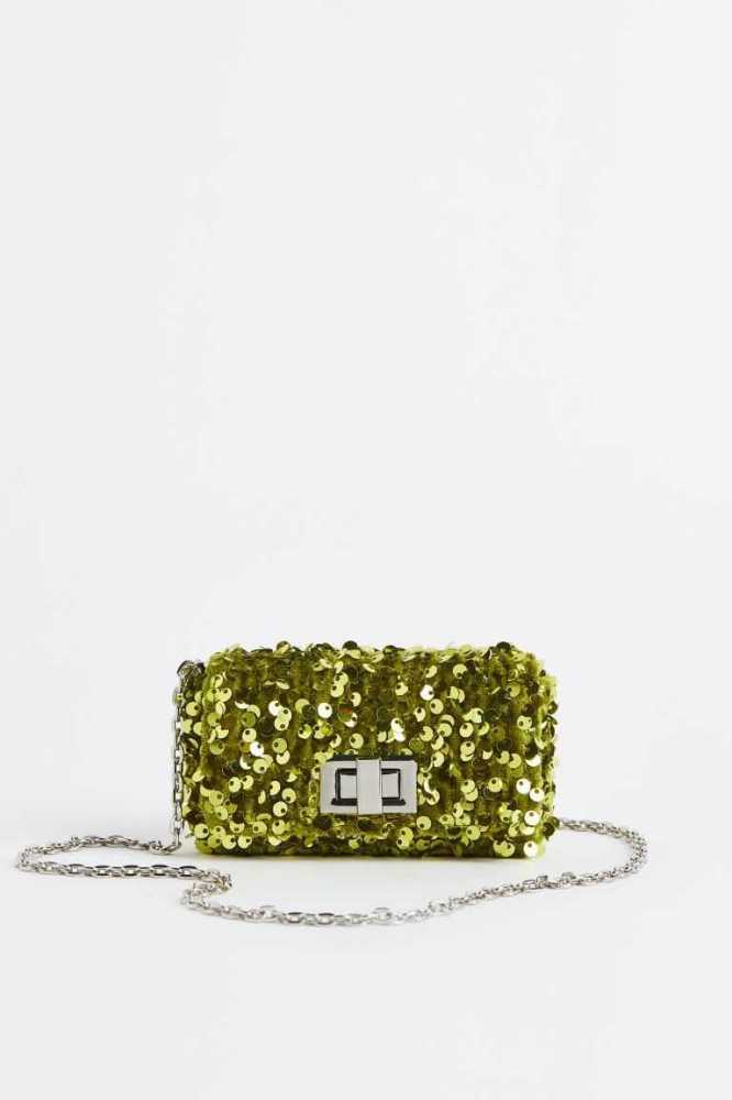 Bolsas H&M Small Sequined Shoulder Mujer Verdes Claro | 427560KBG