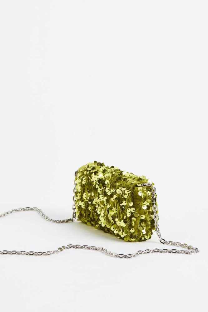 Bolsas H&M Small Sequined Shoulder Mujer Verdes Claro | 427560KBG