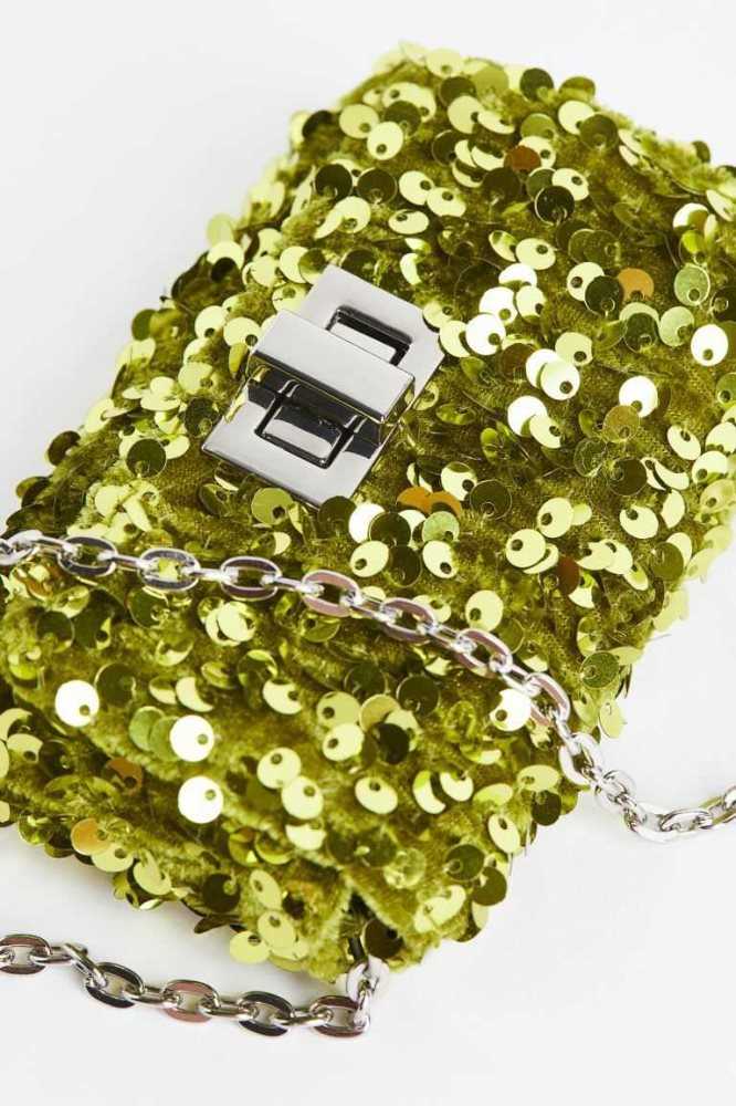 Bolsas H&M Small Sequined Shoulder Mujer Verdes Claro | 427560KBG