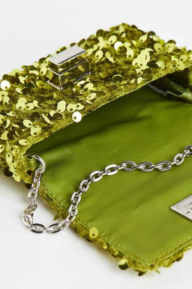 Bolsas H&M Small Sequined Shoulder Mujer Verdes Claro | 427560KBG