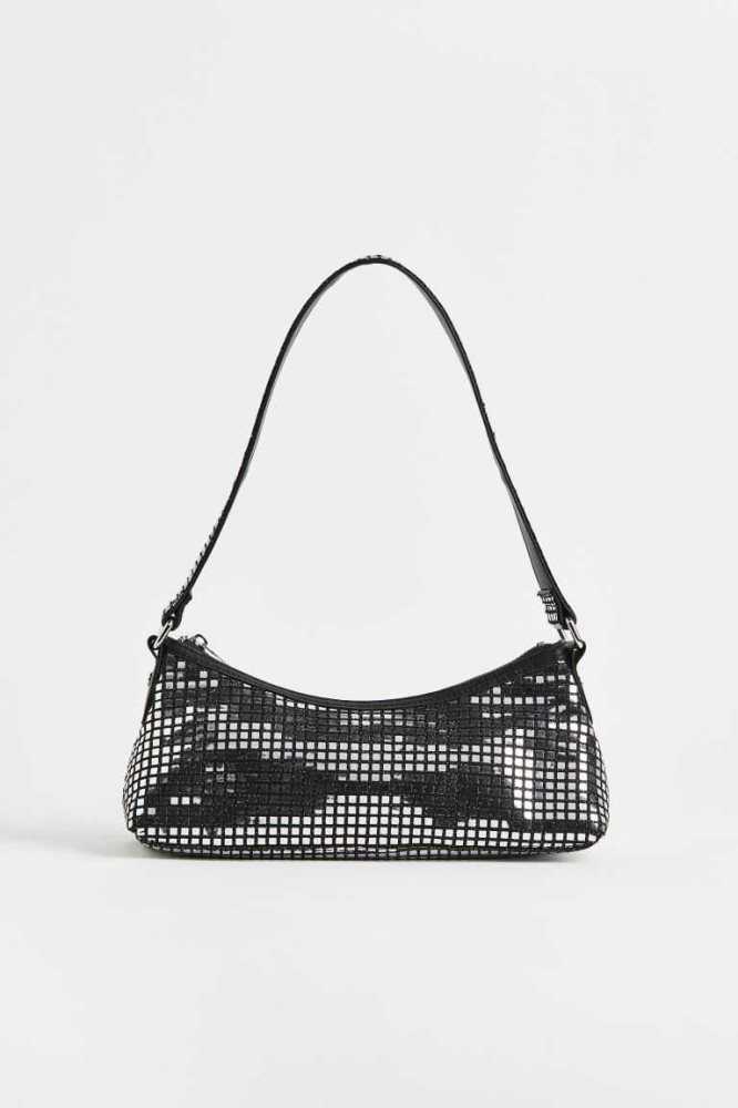 Bolsas H&M Small Shoulder Mujer Negros Plateados | 098426BIV