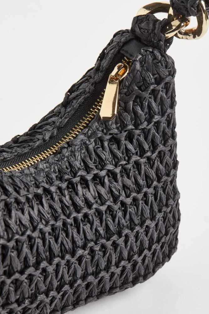 Bolsas H&M Straw Shoulder Mujer Negros | 856203UAH