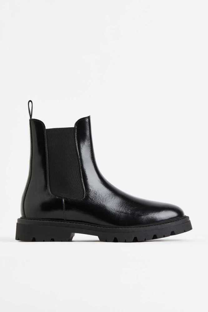 Botas H&M Cuero Chelsea Hombre Negros | 452678RFO