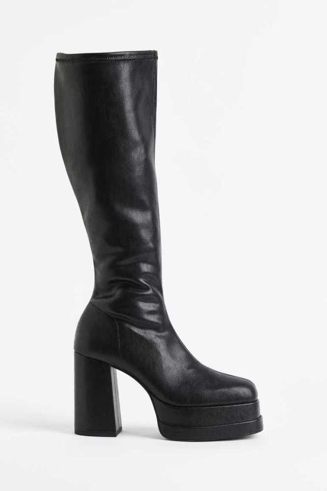 Botas H&M Knee-high Plataforma Mujer Negros | 246835CPA