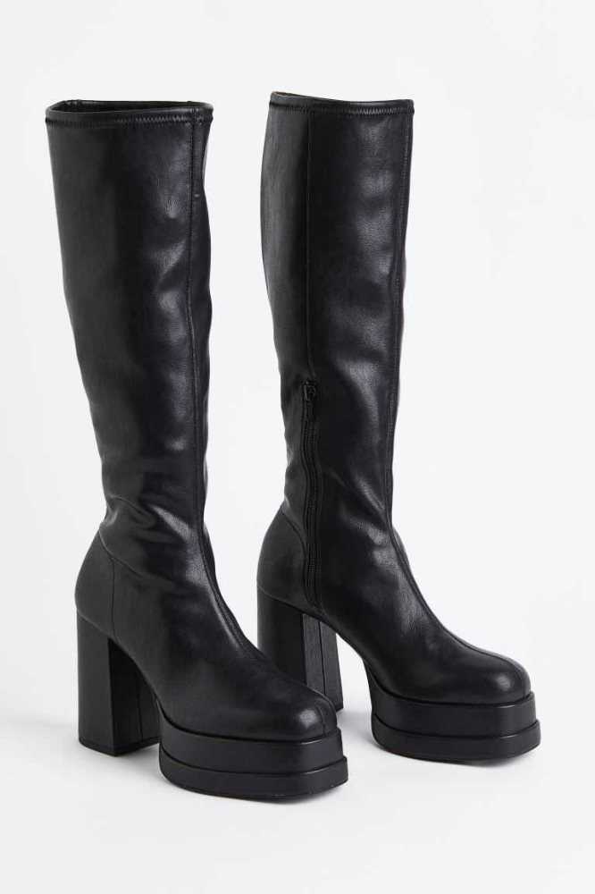 Botas H&M Knee-high Plataforma Mujer Negros | 246835CPA