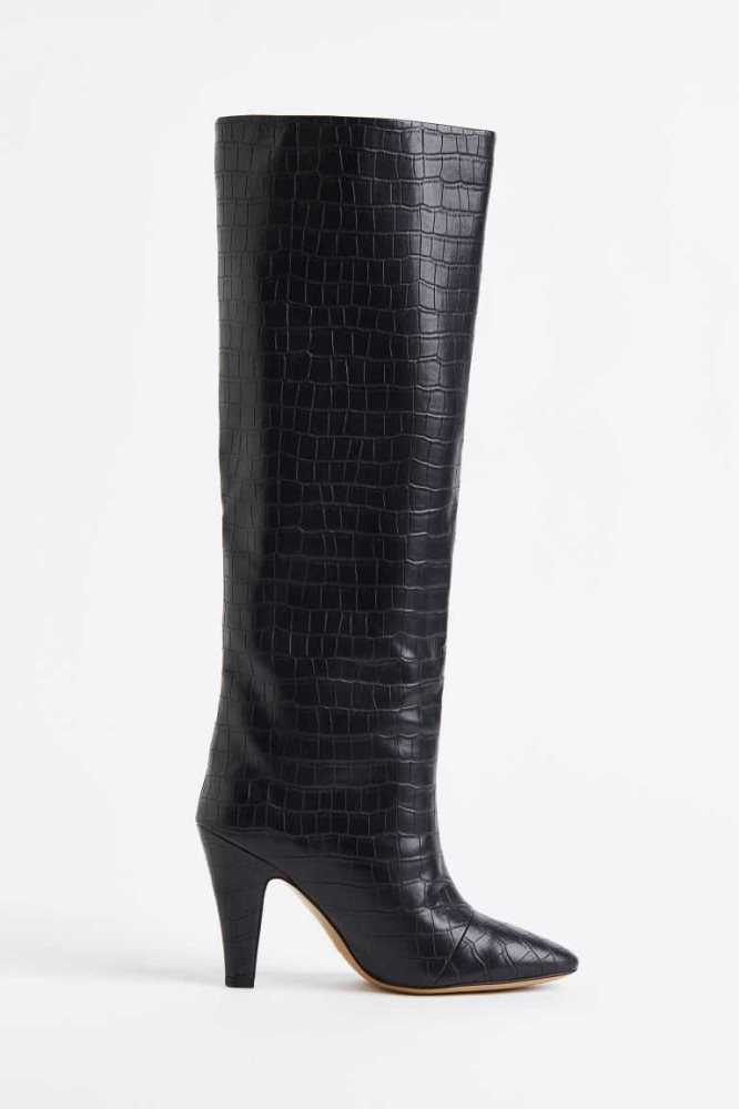 Botas H&M Knee-high Tacón Mujer Negros | 013746DBL