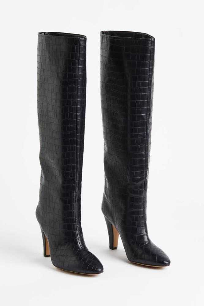 Botas H&M Knee-high Tacón Mujer Negros | 013746DBL