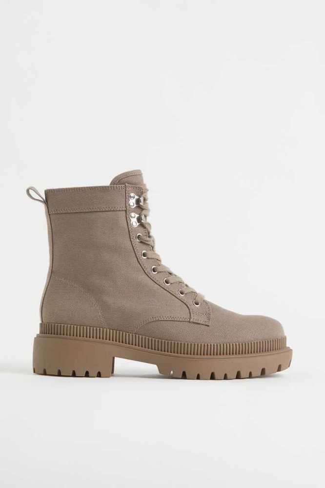 Botas H&M Lona Mujer Beige Oscuro | 350129CWX