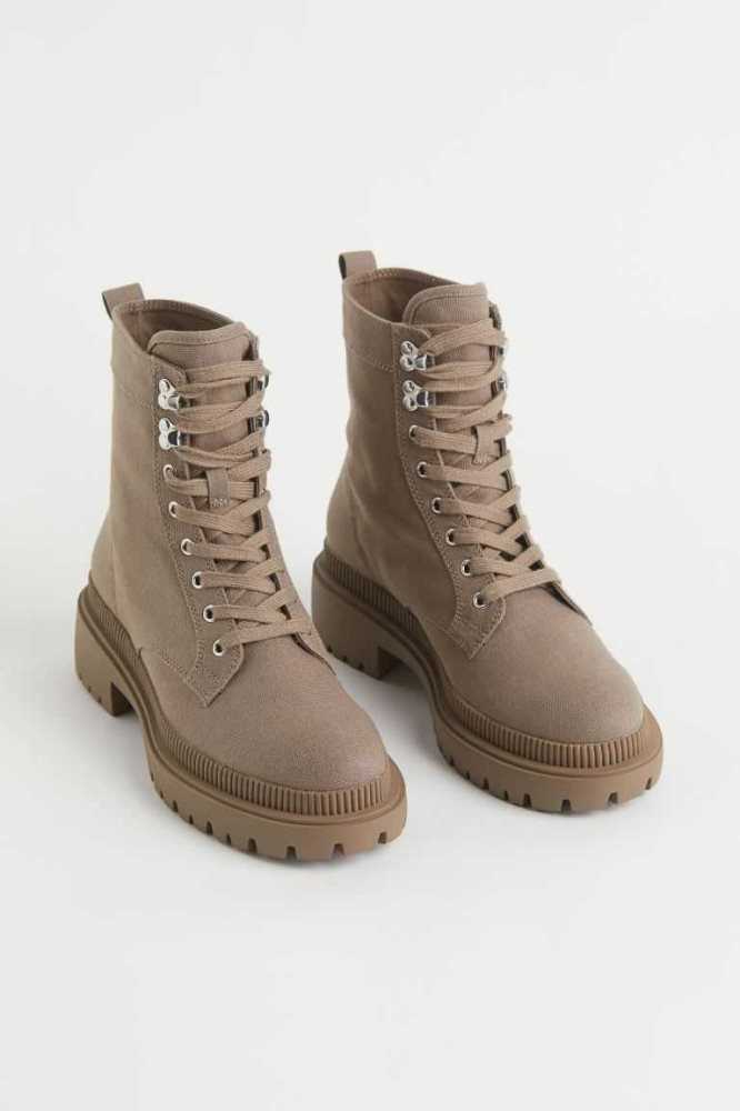 Botas H&M Lona Mujer Beige Oscuro | 350129CWX