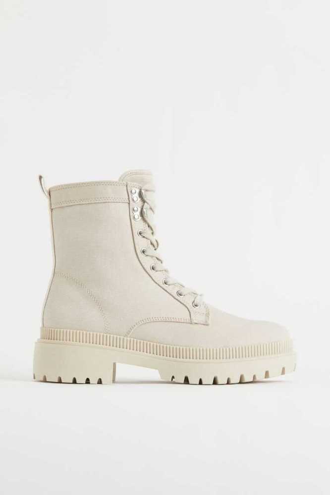 Botas H&M Lona Mujer Beige Oscuro | 350129CWX