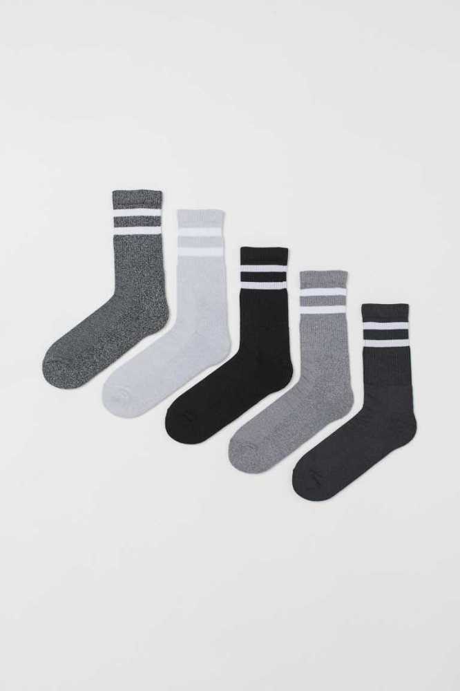 Calcetines H&M 5-pack Hombre Blancos Grises | 812497RCH