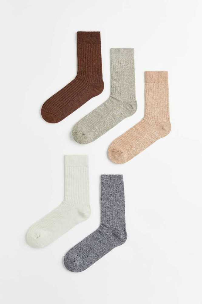 Calcetines H&M 5-pack Hombre Marrom | 987624AVL