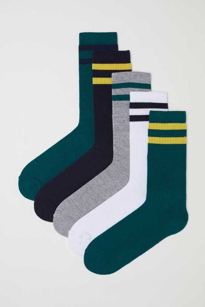 Calcetines H&M 5-pack Hombre Verde Menta Verdes Beige Claro | 702834EKA