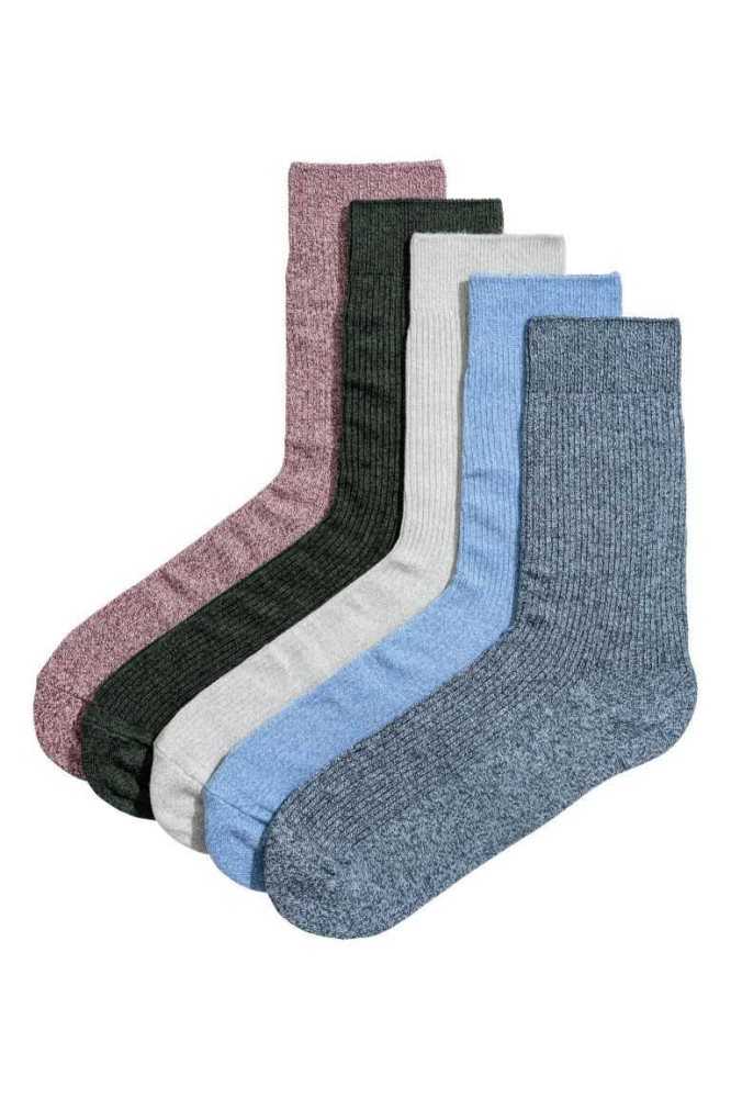 Calcetines H&M 5-pack Hombre Vino Azul Marino Azules | 470861ICV