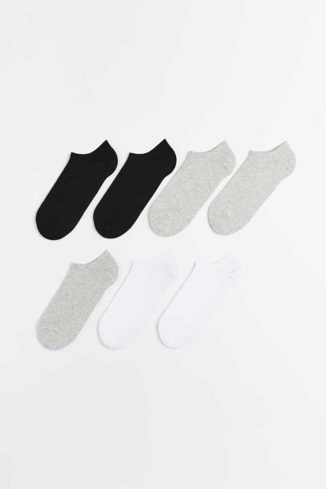 Calcetines H&M 7-pack Ankle Hombre Blancos Grises Negros | 092857MLD