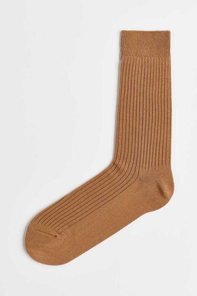 Calcetines H&M Acanalado Hombre Beige Oscuro | 102794ZOV