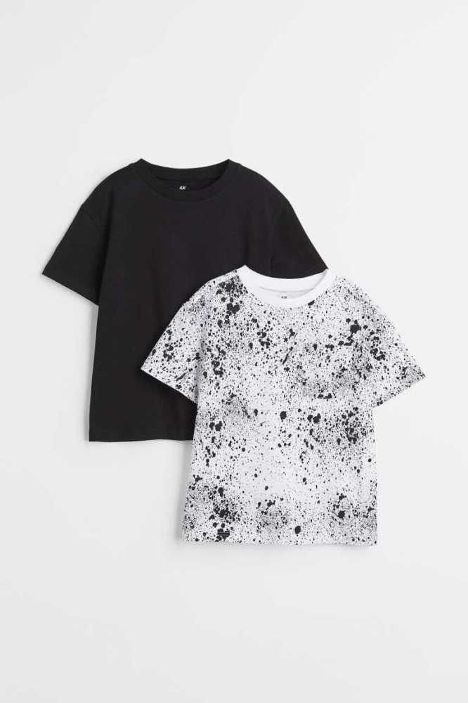 Camisas H&M 2-pack Algodon Niños Negros Blancos | 076219ZYA