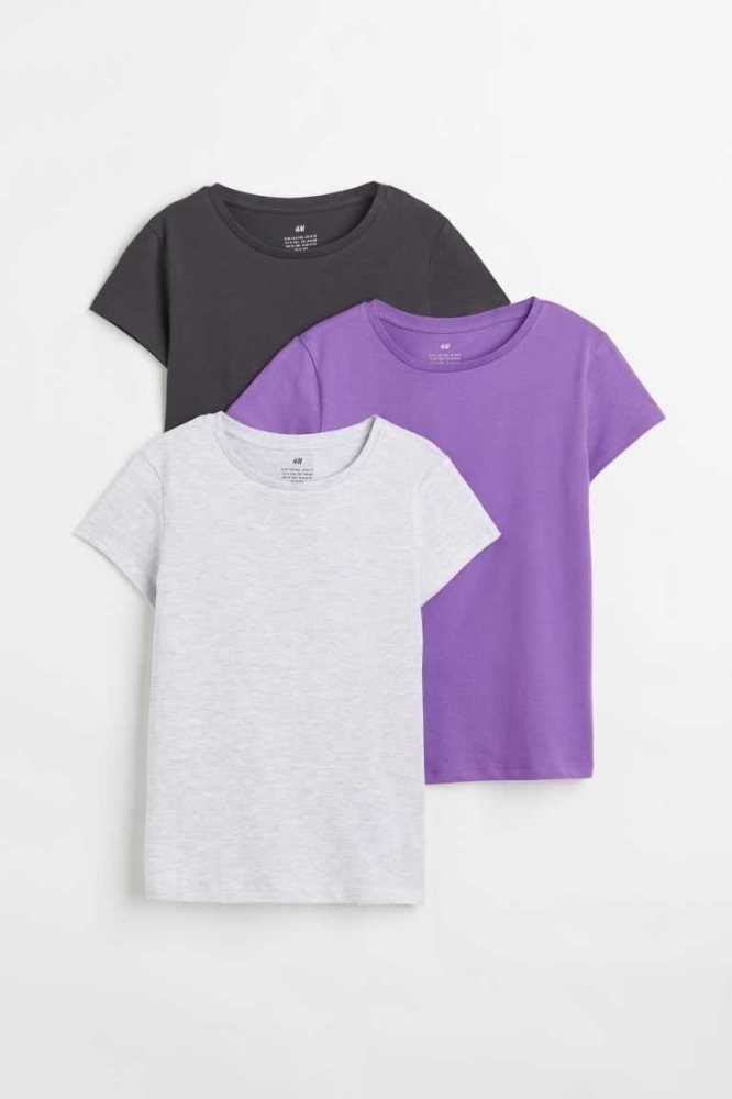 Camisas H&M 3-pack Algodon Niños Morados Grises | 431570YCT