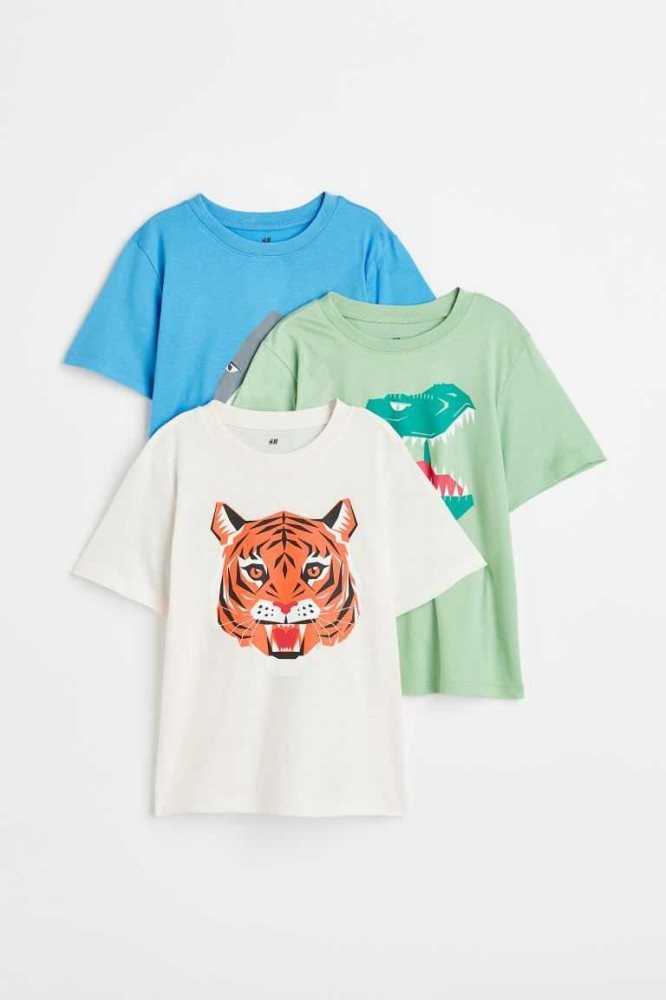 Camisas H&M 3-pack Algodon Niños Verdes Claro | 239504NEW