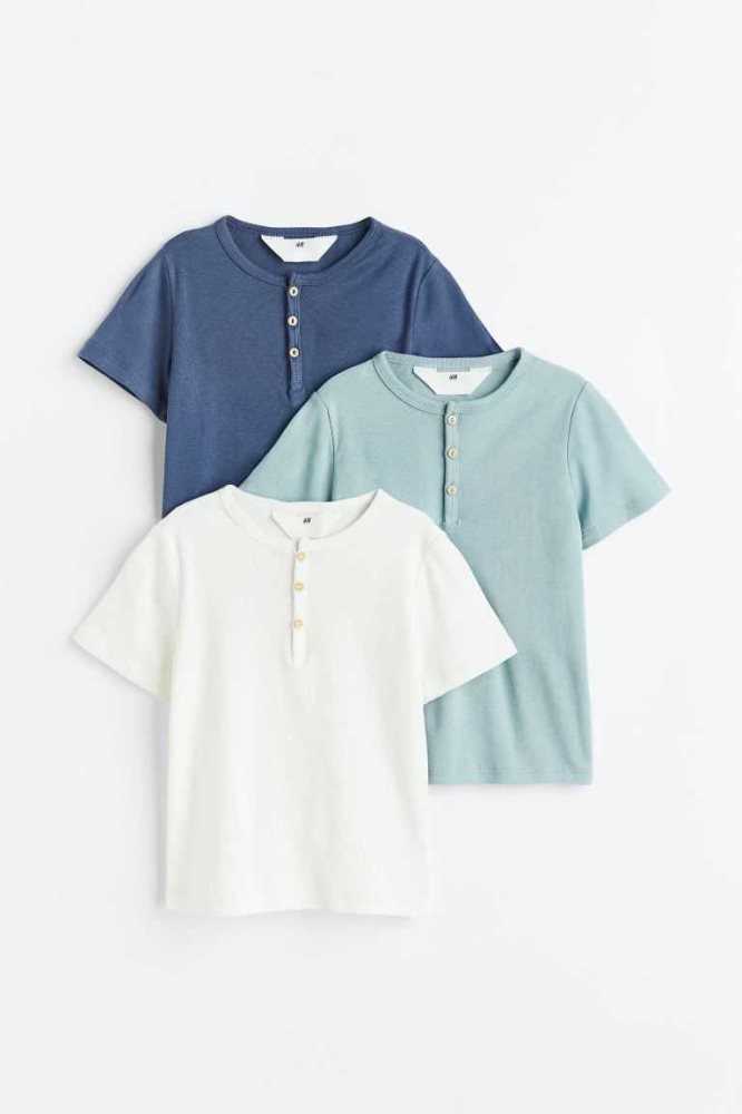 Camisas H&M 3-pack Henley Niños Azules Turquesa Blancos | 316924GWI